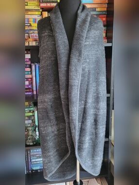 Lucky Brand Womens M Sleeveless Long Gray Wool Blend Long Cloak Sweater